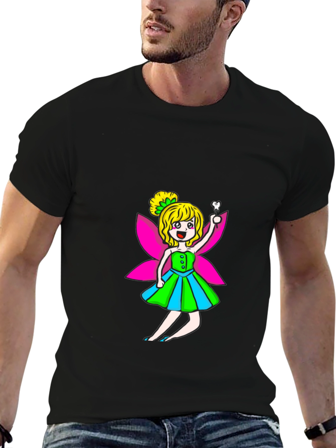 Tooth Fairy Graphic Tee - Black Cotton Blend