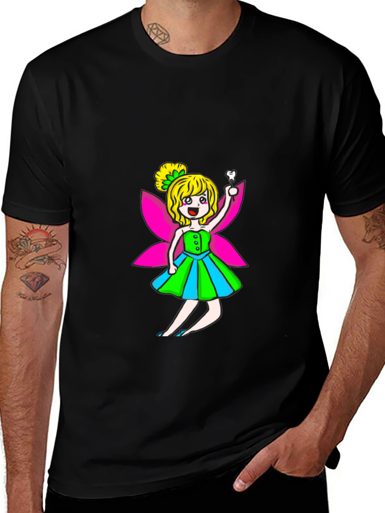 Tooth Fairy Graphic Tee - Black Cotton Blend