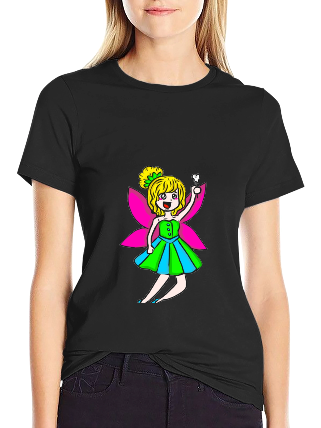 Tooth Fairy Graphic Tee - Black Cotton Blend