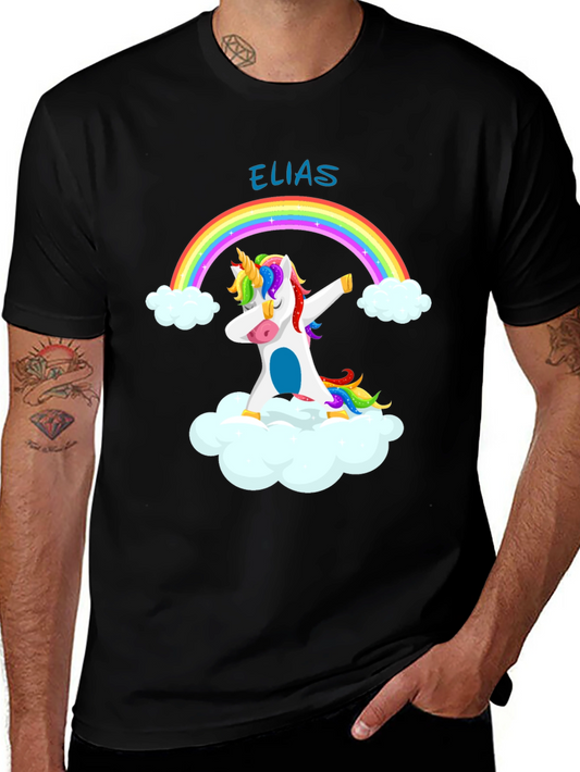 Rainbow Unicorn Dabbing T-Shirt - Elias Name