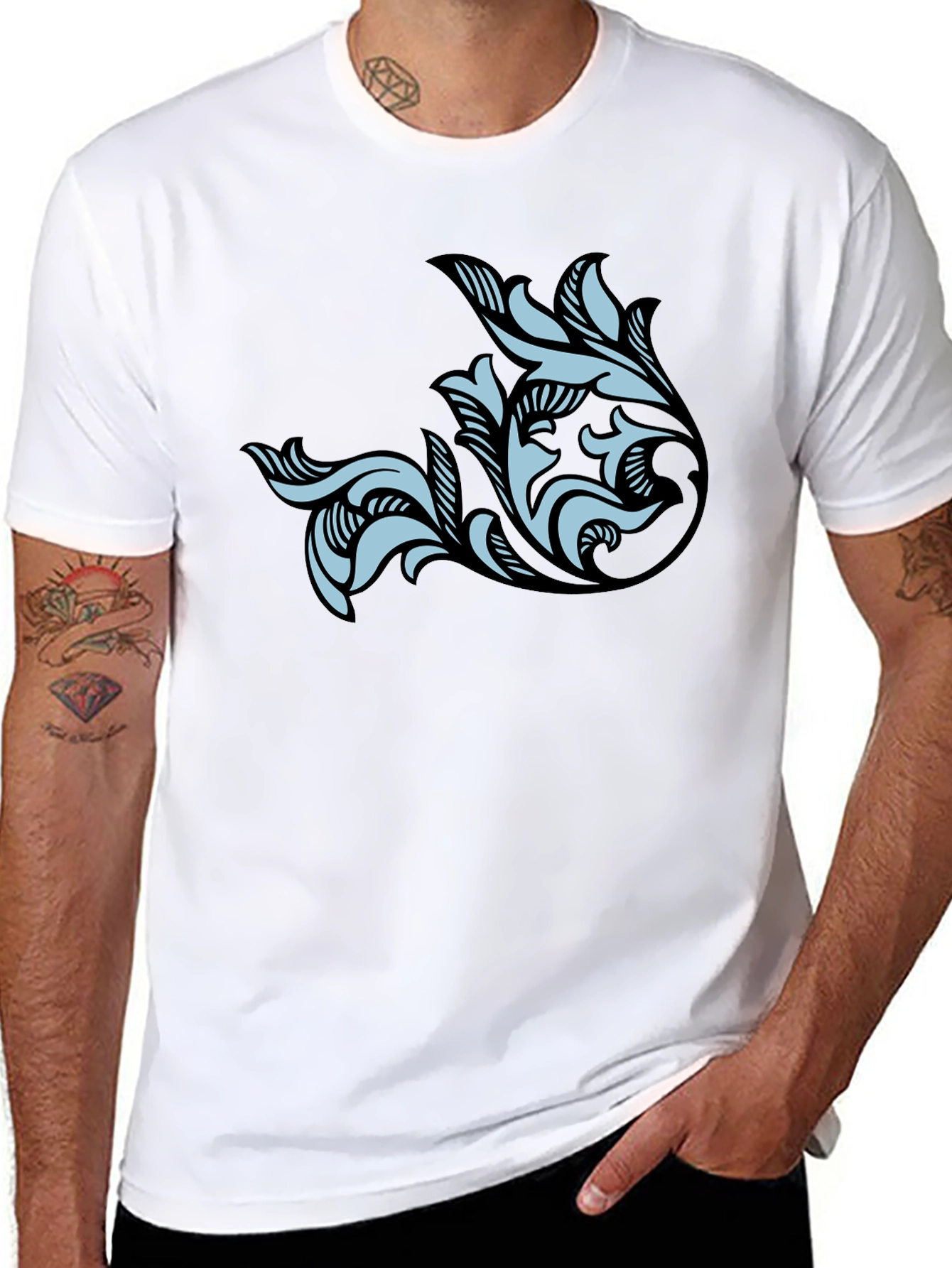 Stylish Black T-Shirt with Floral Graphic Print