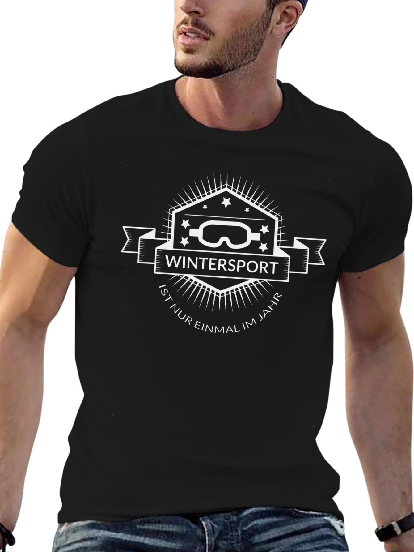 Wintersport T-Shirt - Black Cotton Tee