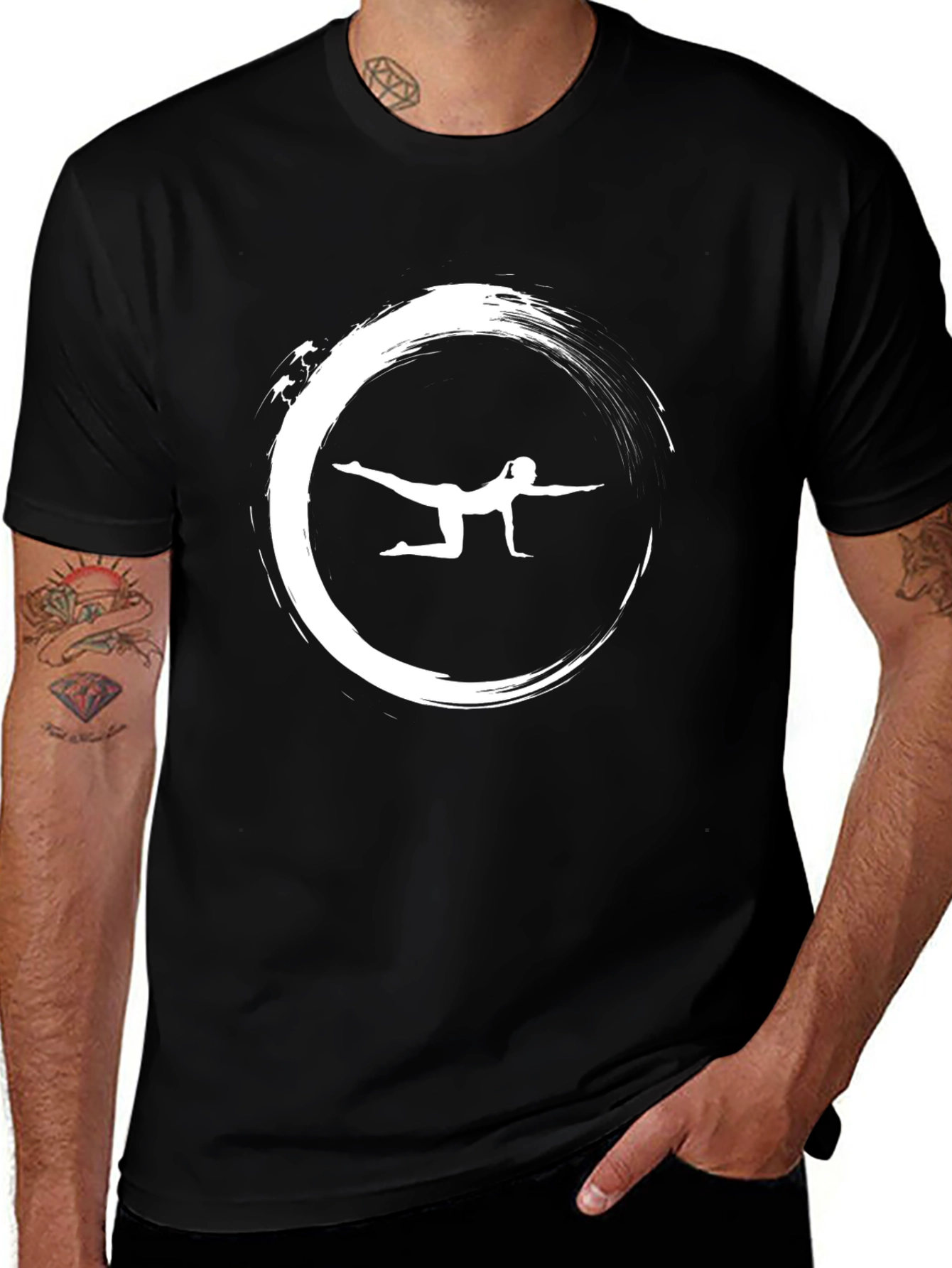 Zen Yoga Graphic Tee - Black Cotton T-Shirt