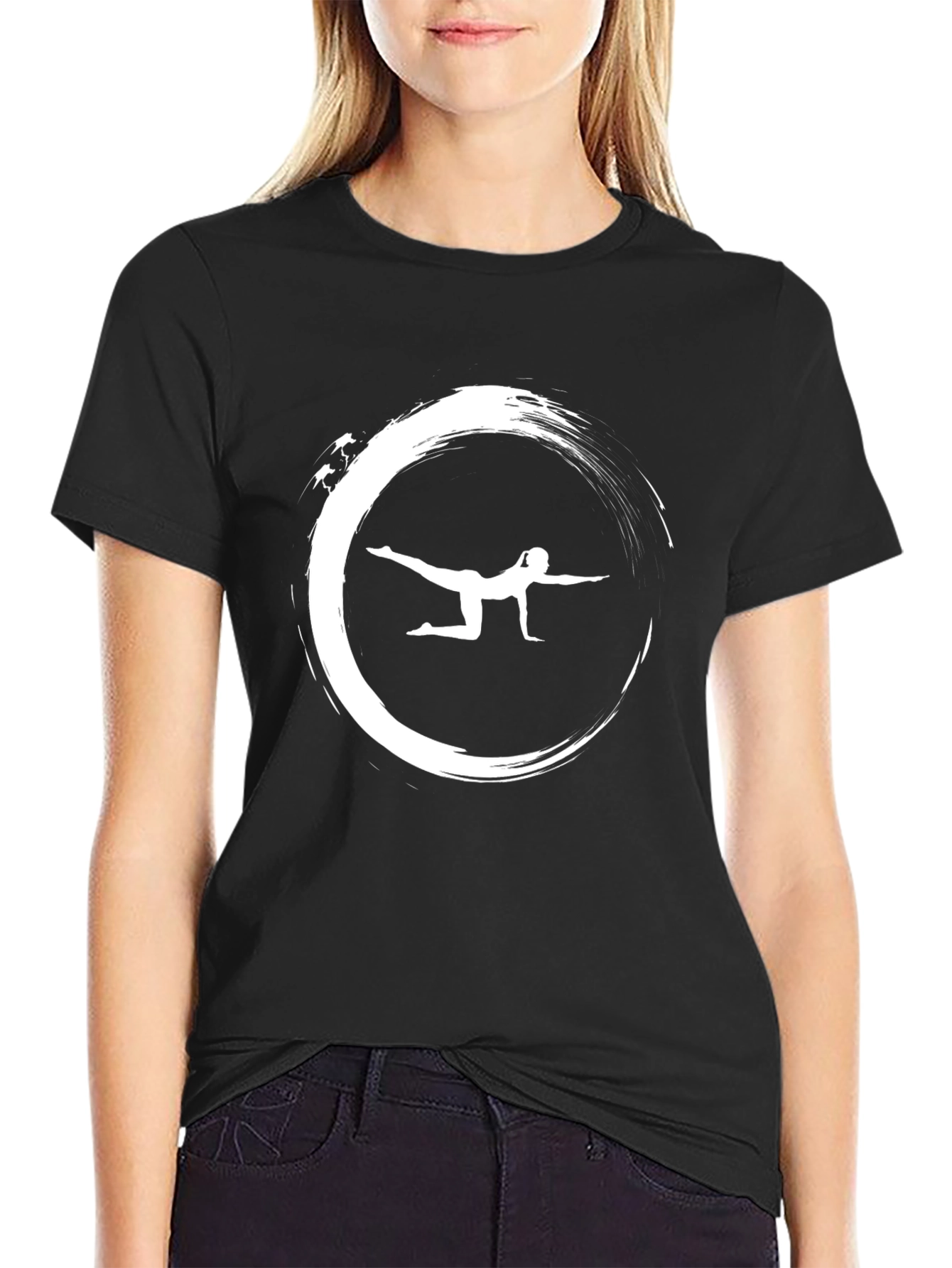 Zen Yoga Graphic Tee - Black Cotton T-Shirt