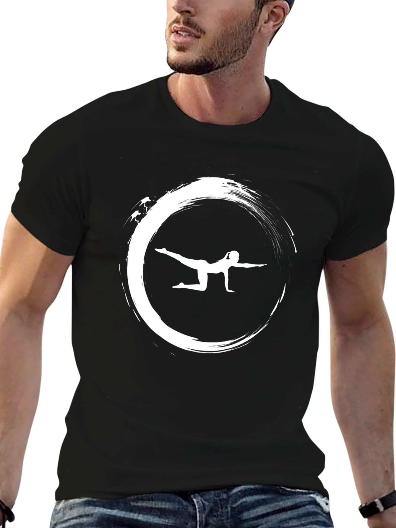 Zen Yoga Graphic Tee - Black Cotton T-Shirt