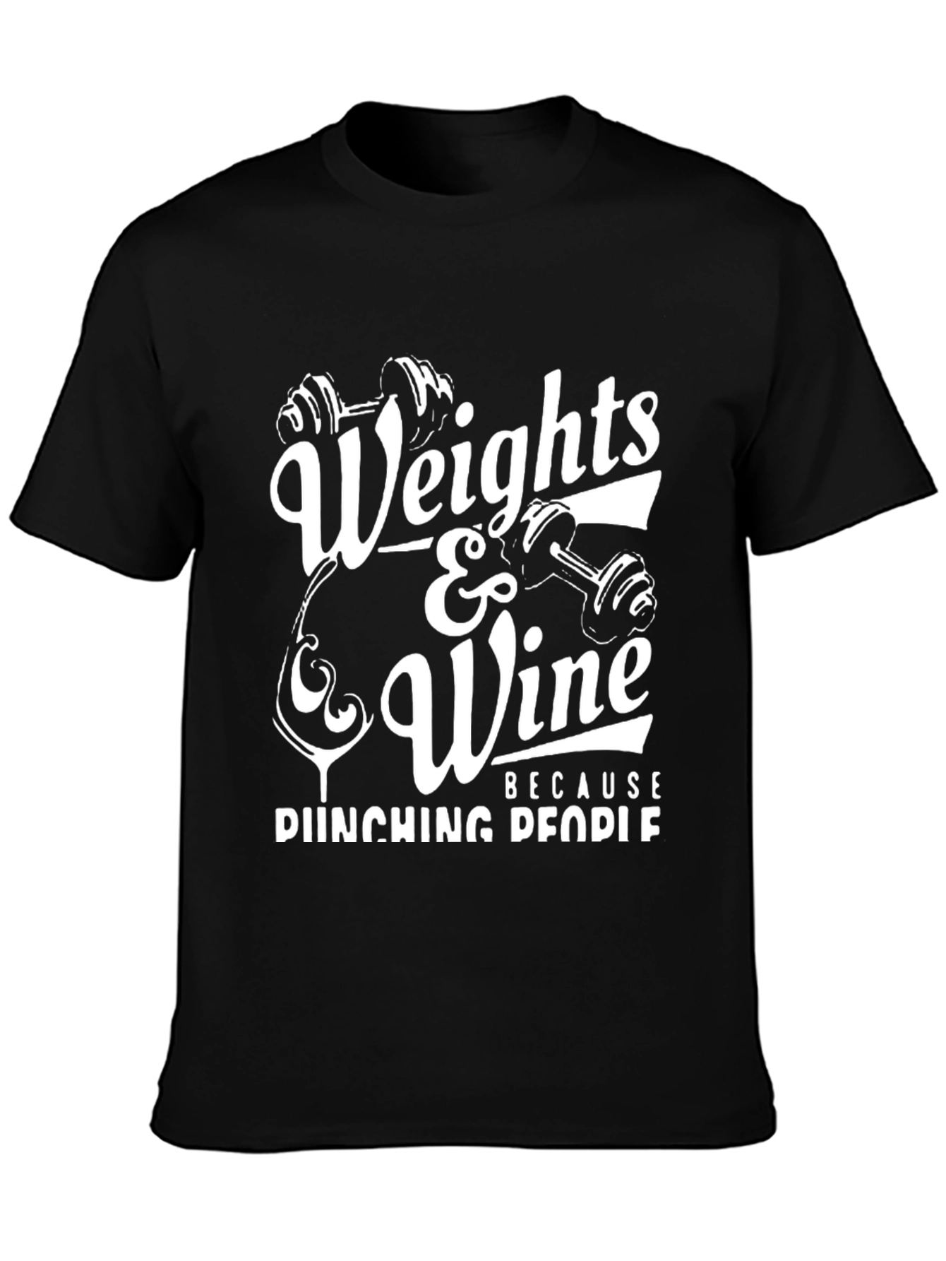 Weights & Wine Black Graphic Tee