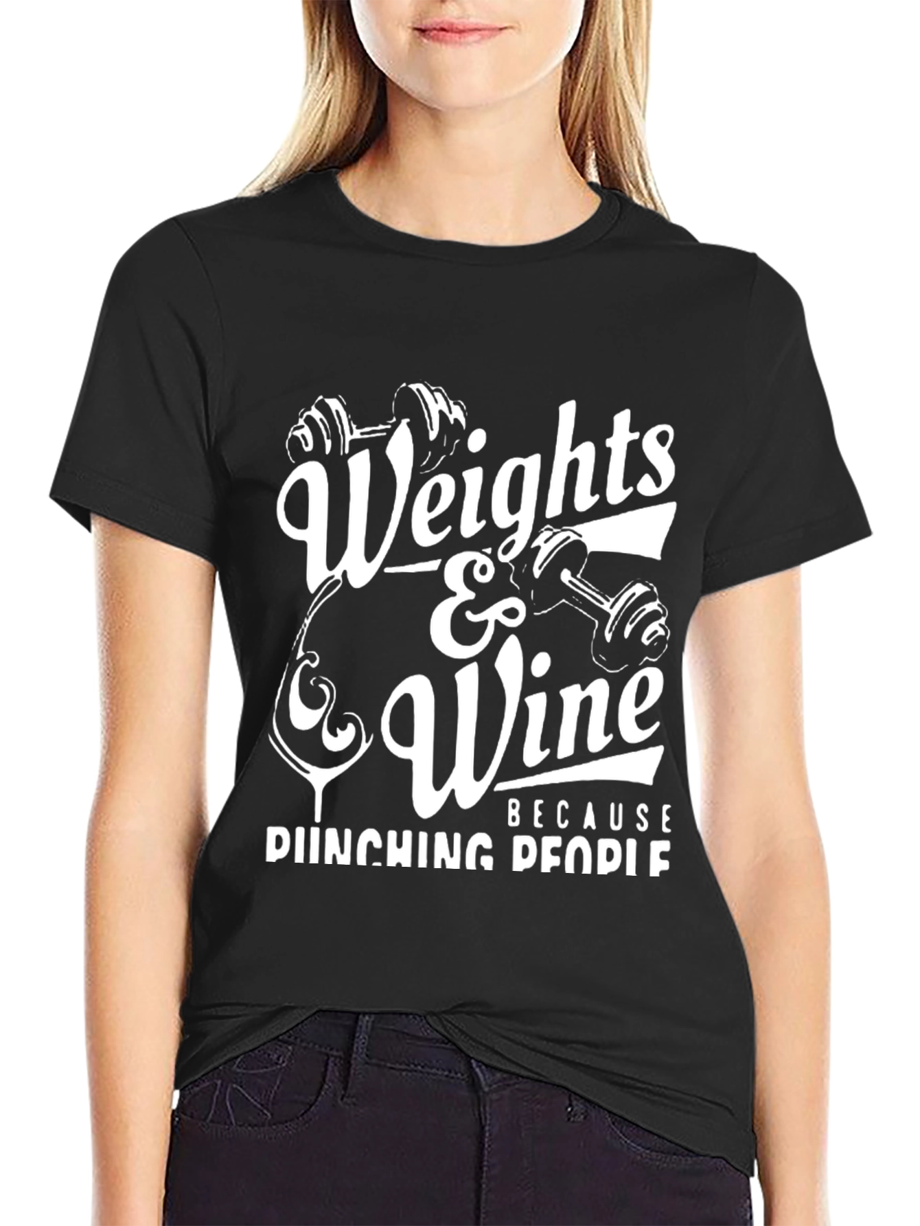 Weights & Wine Black Graphic Tee