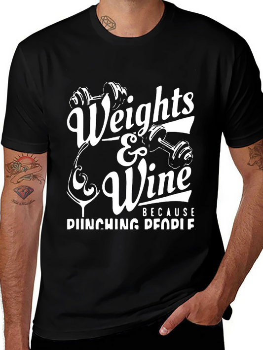 Weights & Wine Black Graphic Tee