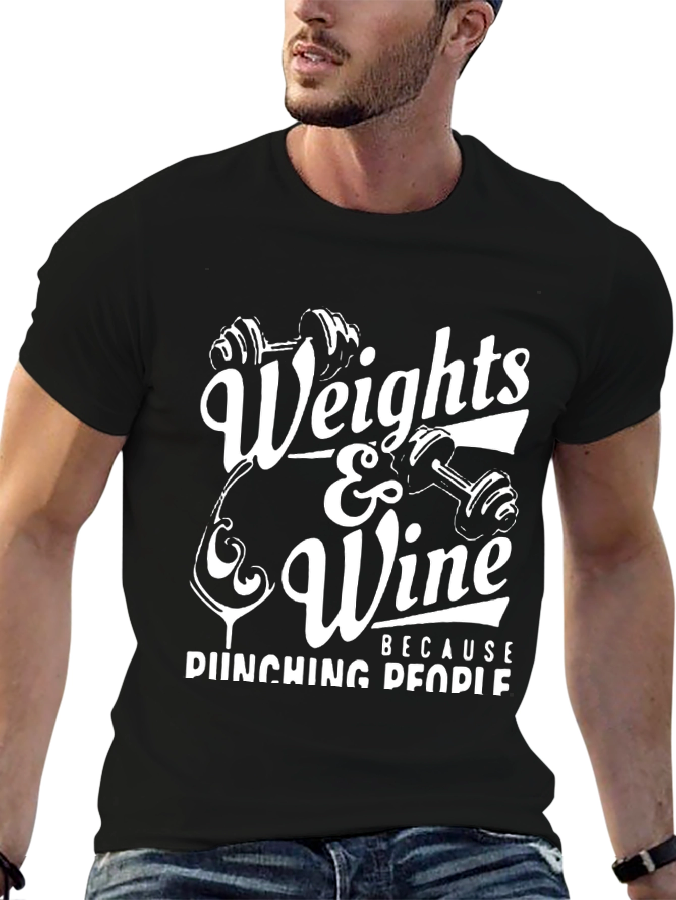 Weights & Wine Black Graphic Tee