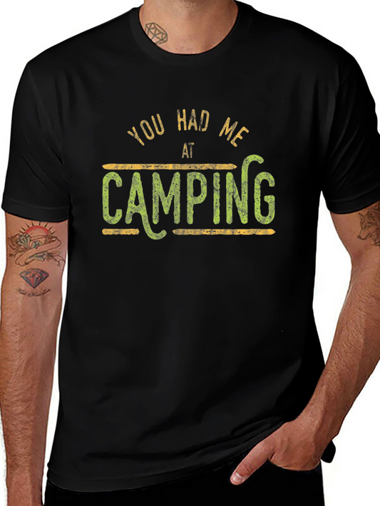 You Had Me At Camping Tee - Black Graphic T-Shirt