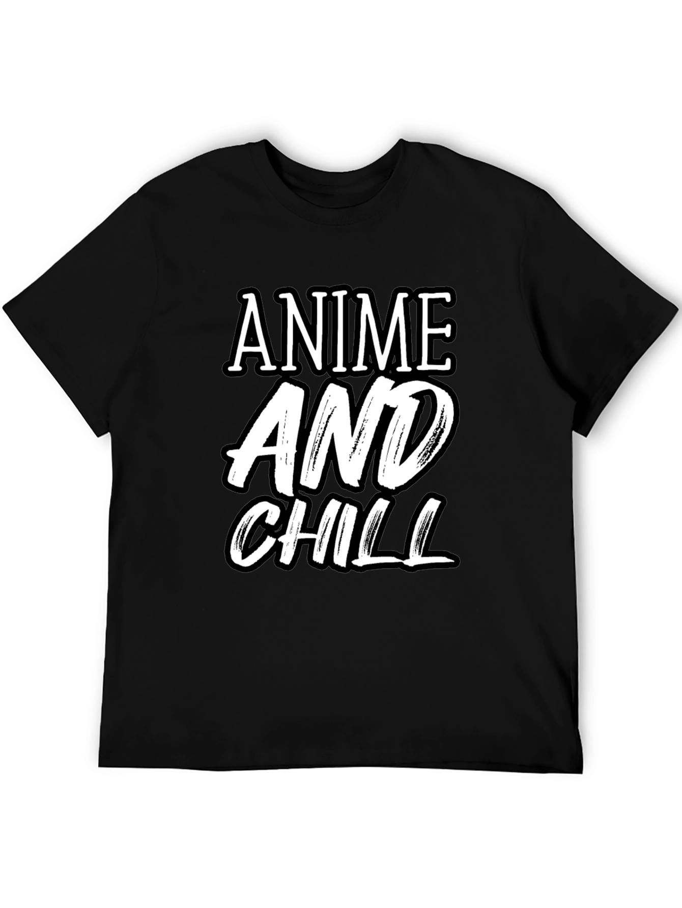 Anime and Chill Graphic Tee - Stylish Black T-Shirt