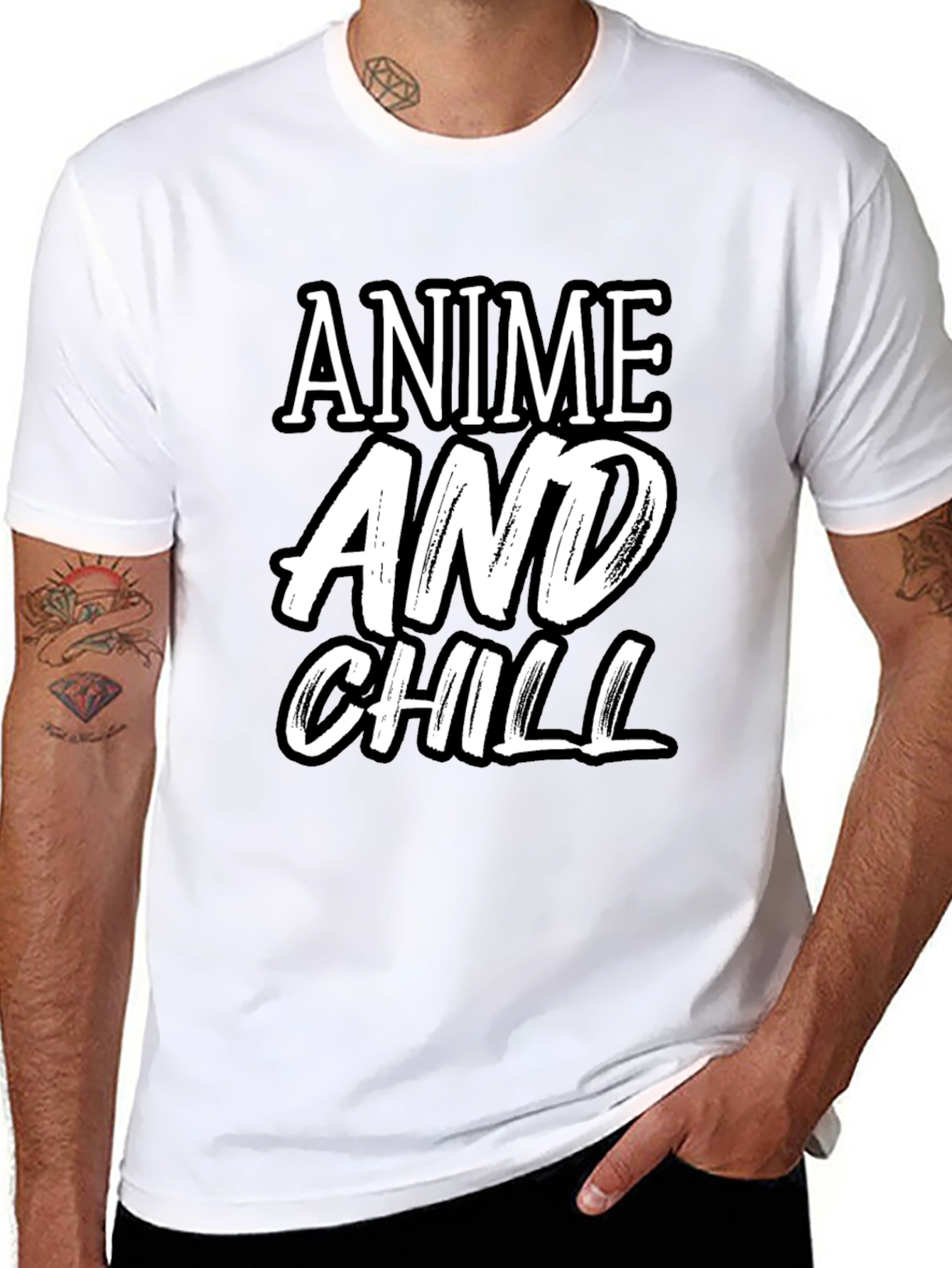 Anime and Chill Graphic Tee - Stylish Black T-Shirt