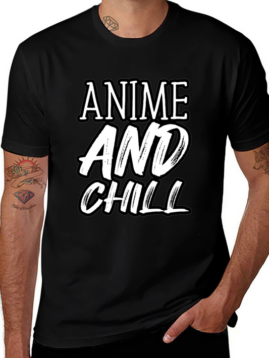 Anime and Chill Graphic Tee - Stylish Black T-Shirt