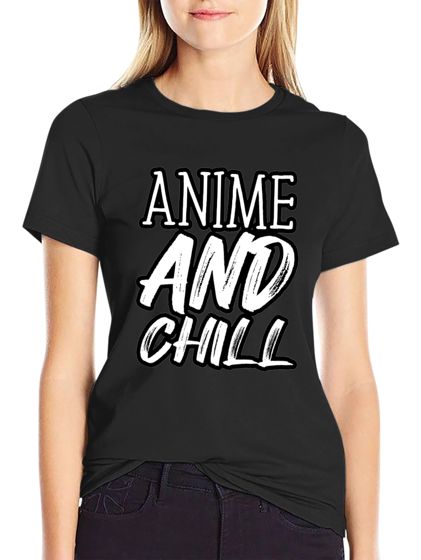 Anime and Chill Graphic Tee - Stylish Black T-Shirt