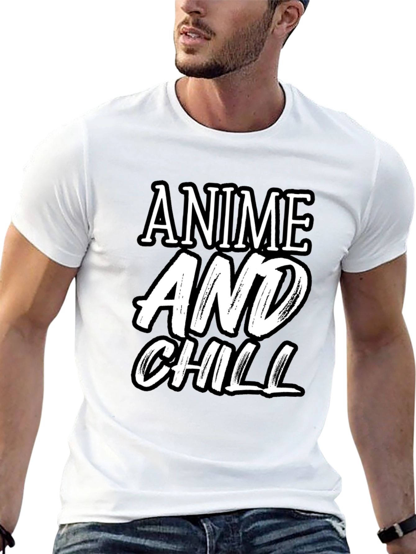 Anime and Chill Graphic Tee - Stylish Black T-Shirt