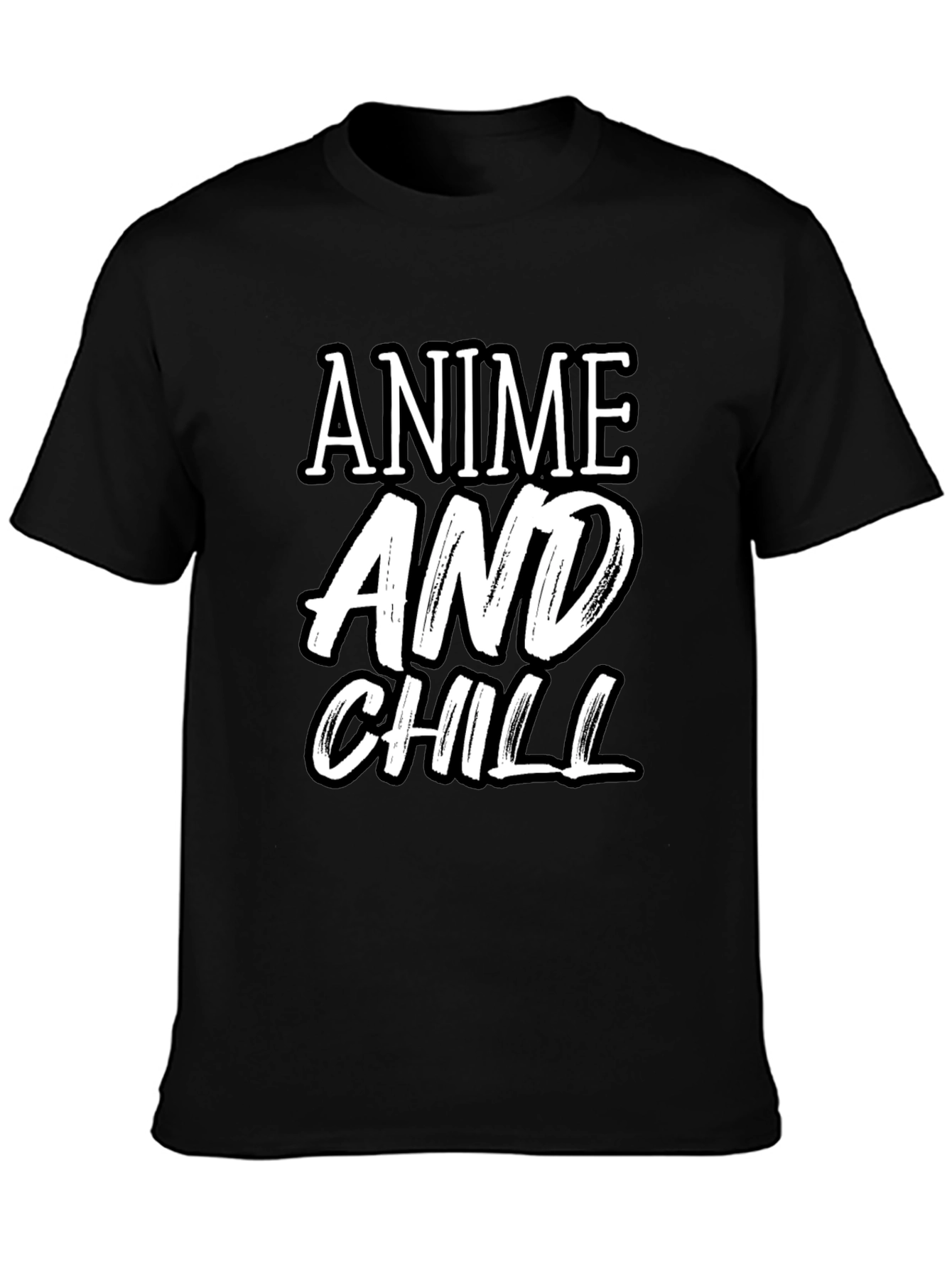 Anime and Chill Graphic Tee - Stylish Black T-Shirt