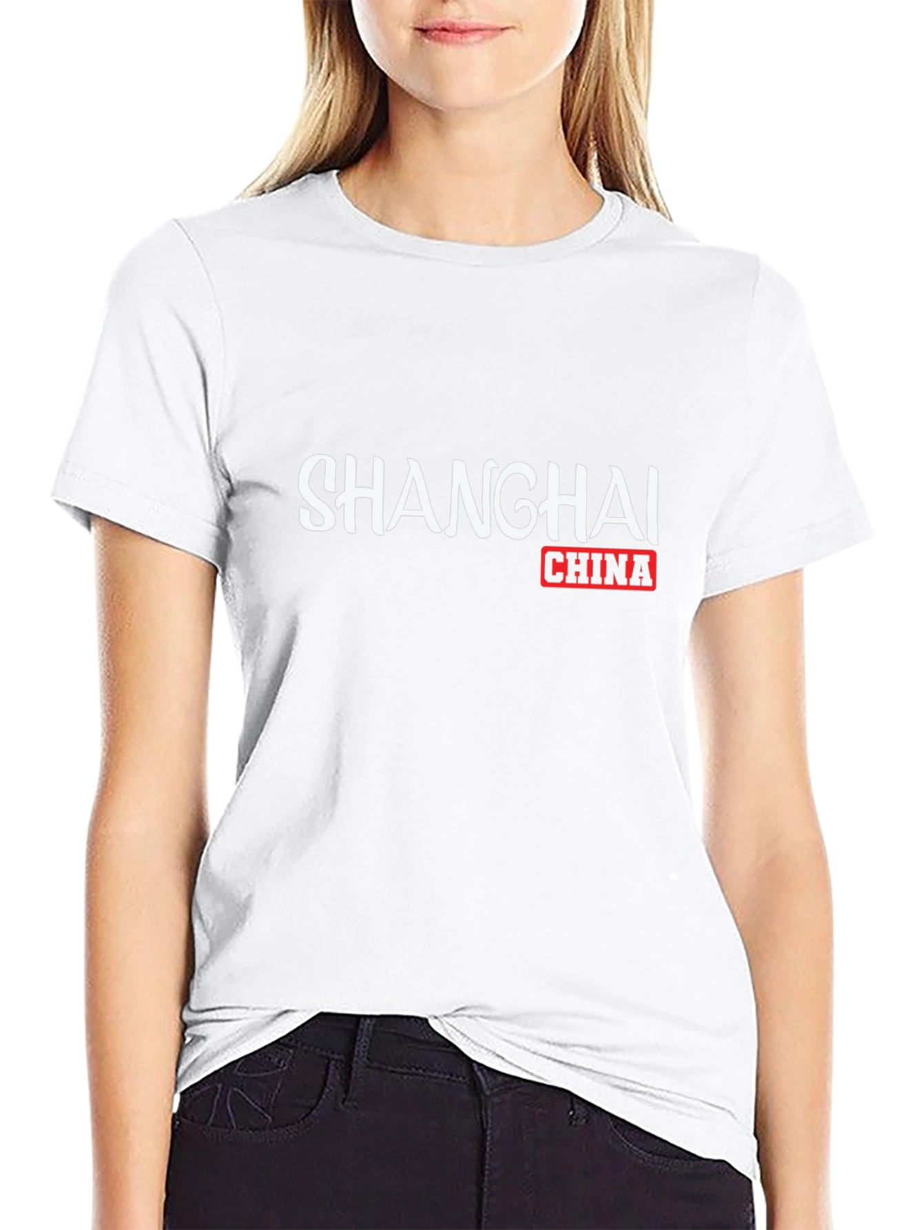 Shanghai China Graphic Tee - Black Cotton T-Shirt