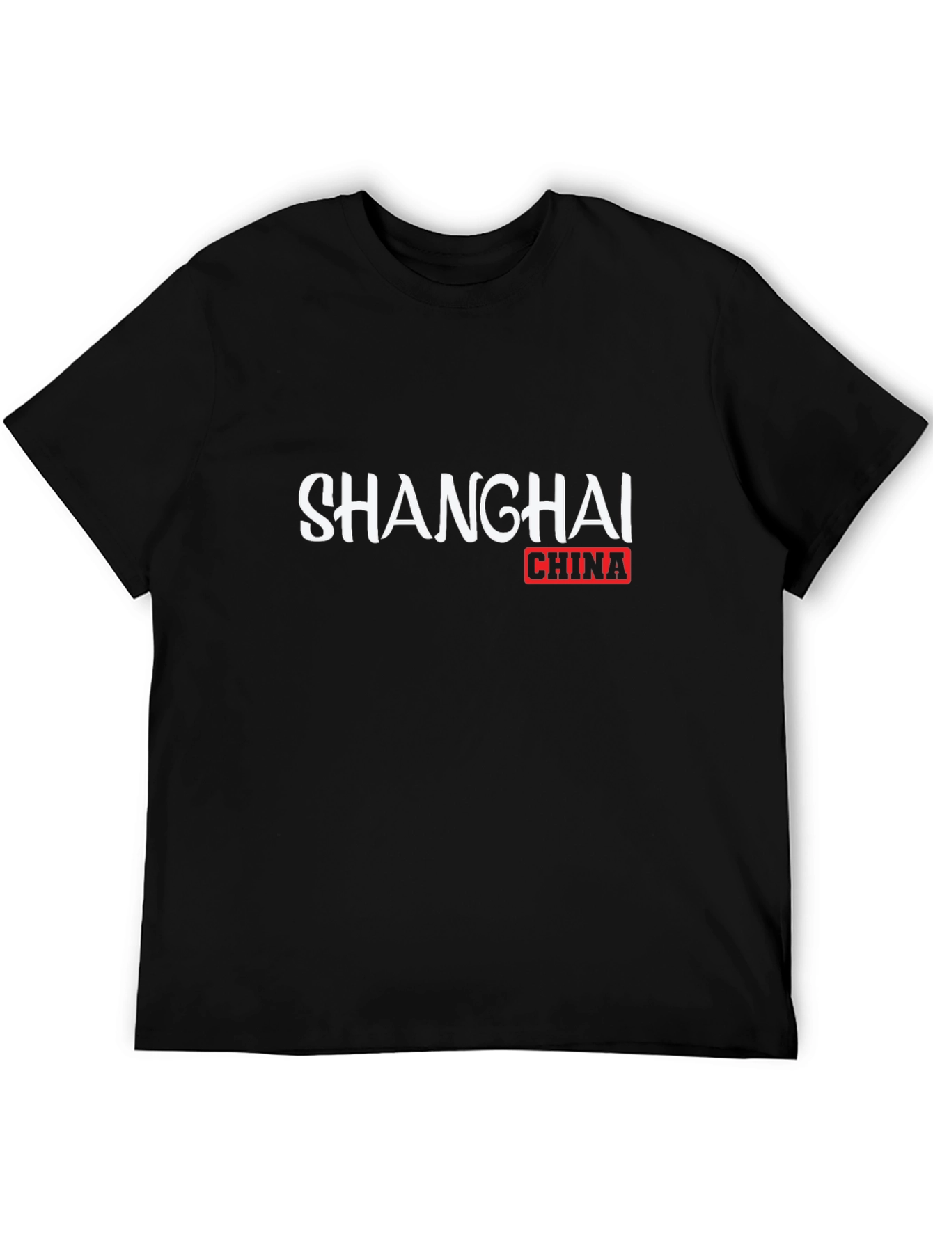 Shanghai China Graphic Tee - Black Cotton T-Shirt
