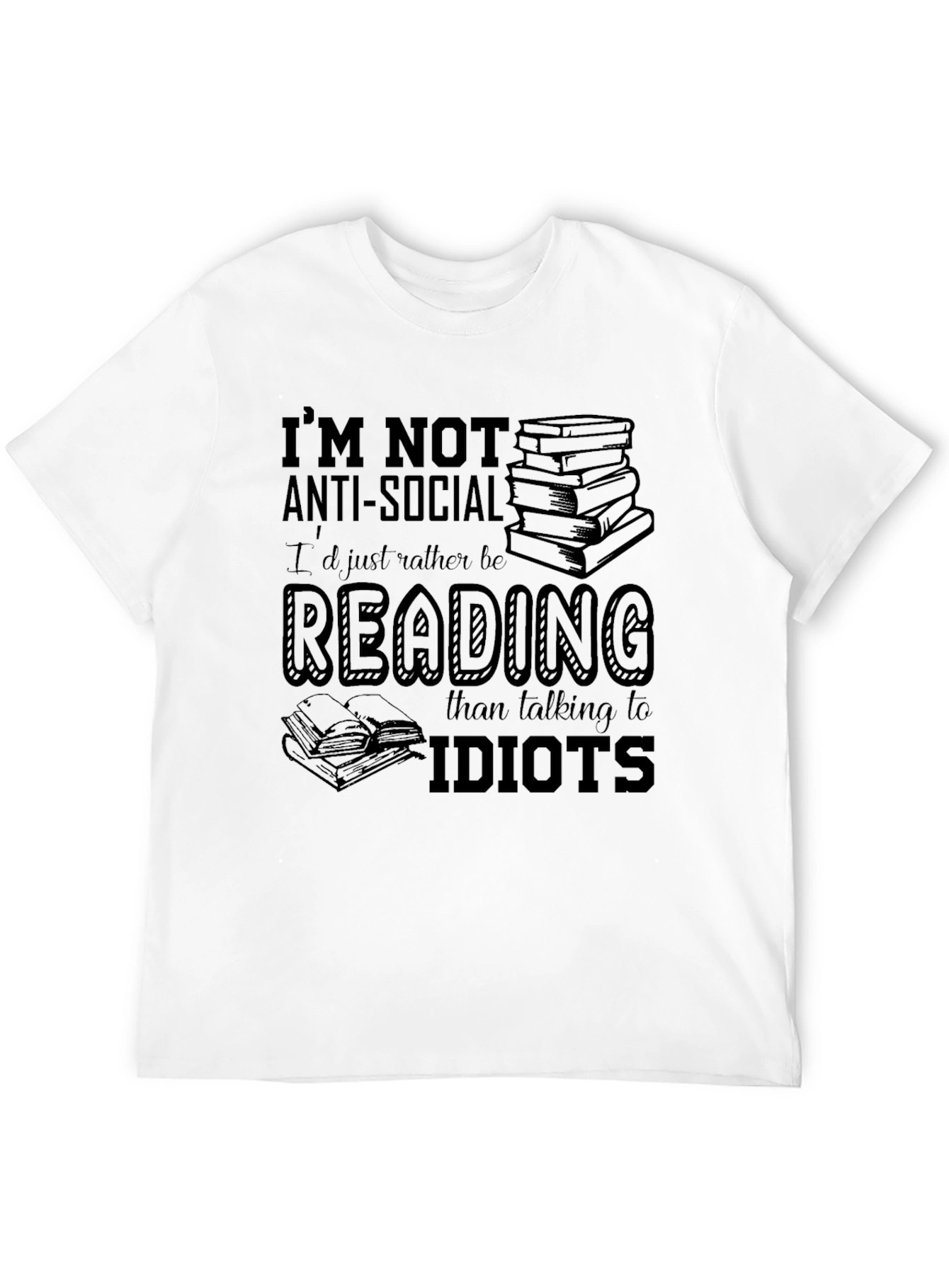 Reading Lover Black T-Shirt - Anti-Social Bookworm Tee