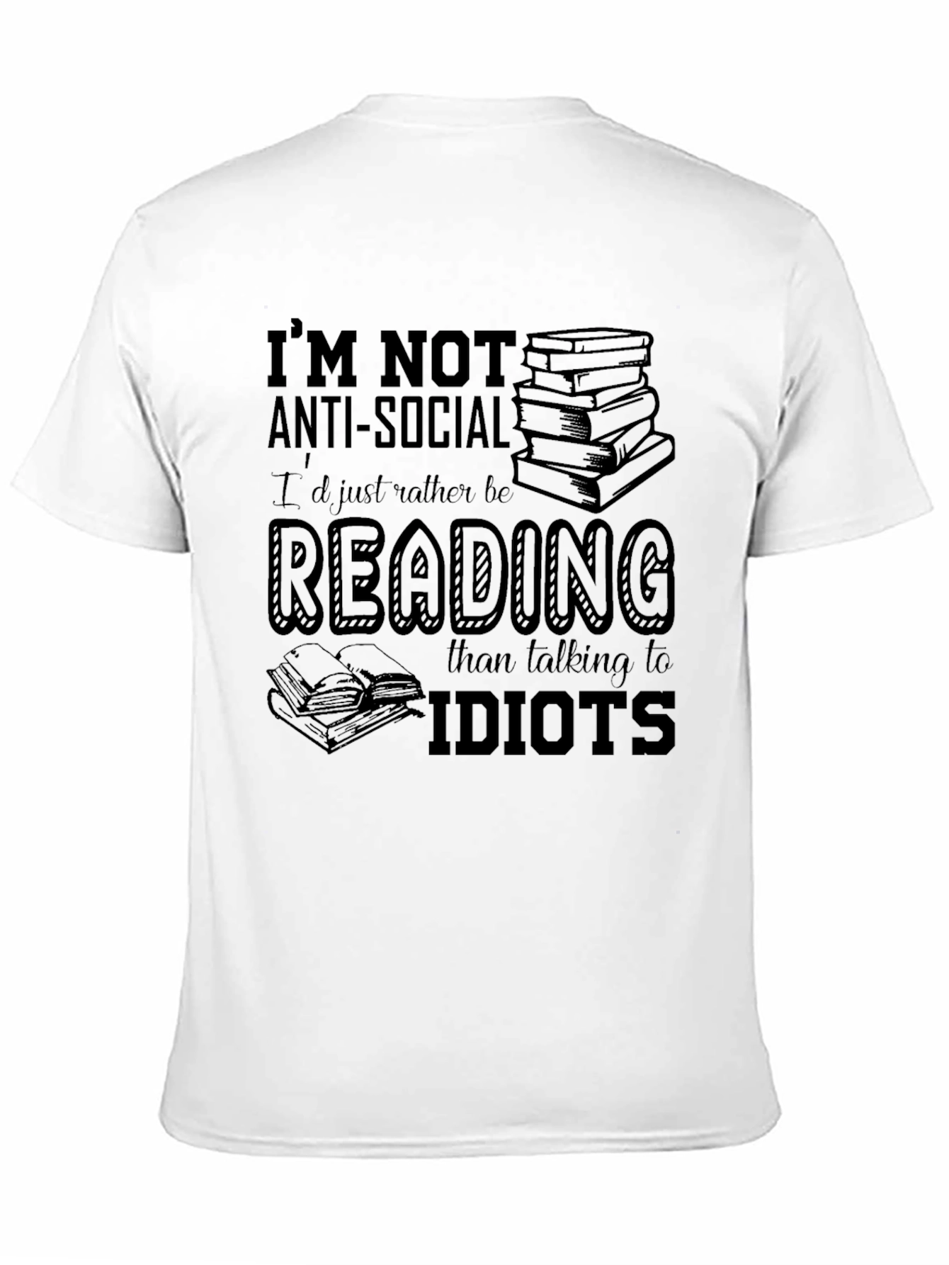 Reading Lover Black T-Shirt - Anti-Social Bookworm Tee