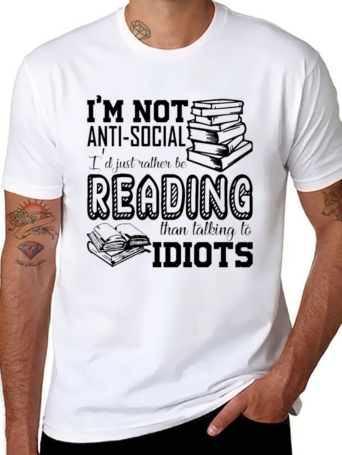 Reading Lover Black T-Shirt - Anti-Social Bookworm Tee
