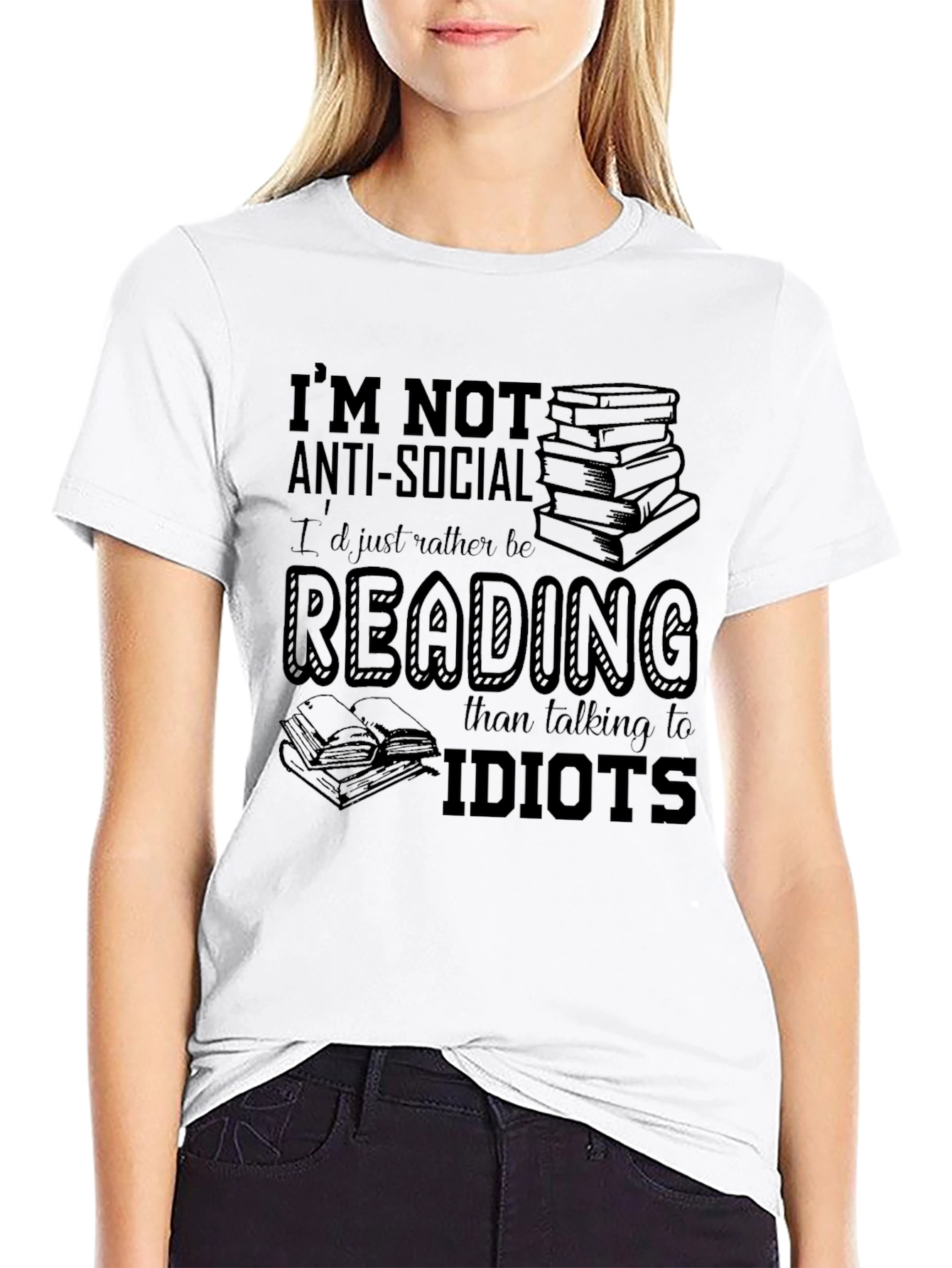 Reading Lover Black T-Shirt - Anti-Social Bookworm Tee