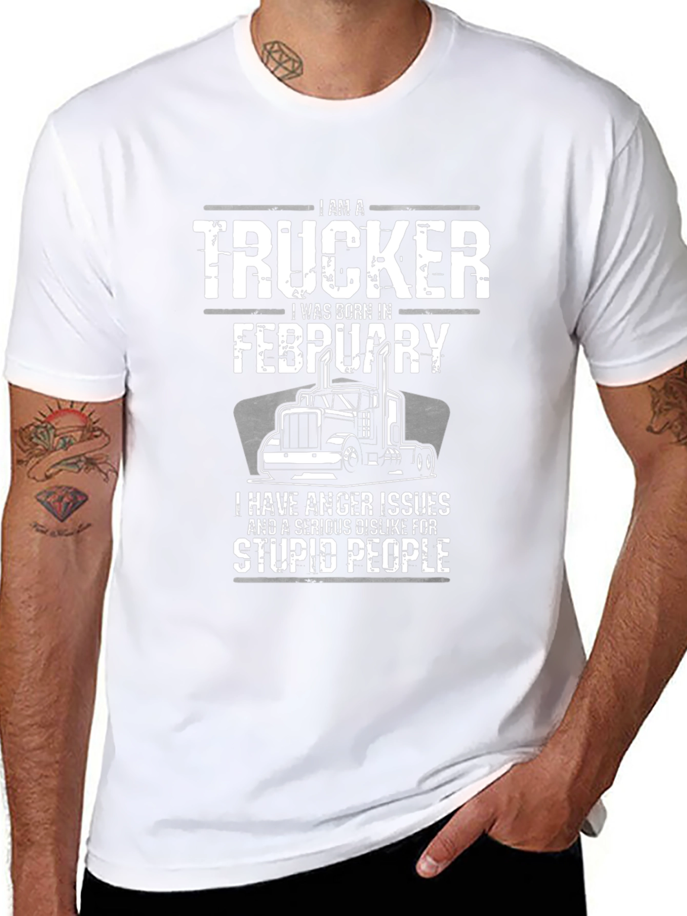Trucker Born in February Graphic T-Shirt