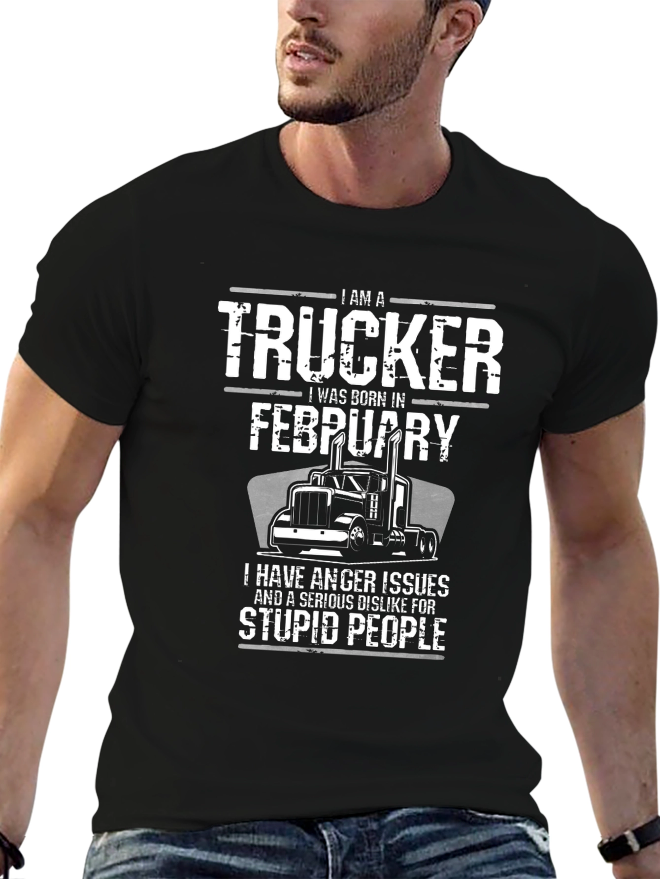 Trucker Born in February Graphic T-Shirt