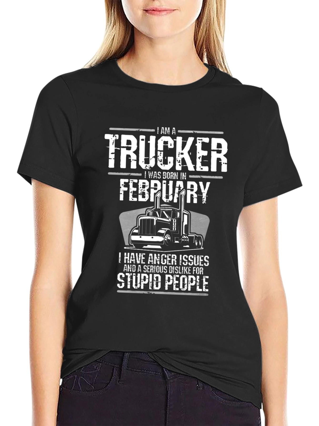 Trucker Born in February Graphic T-Shirt
