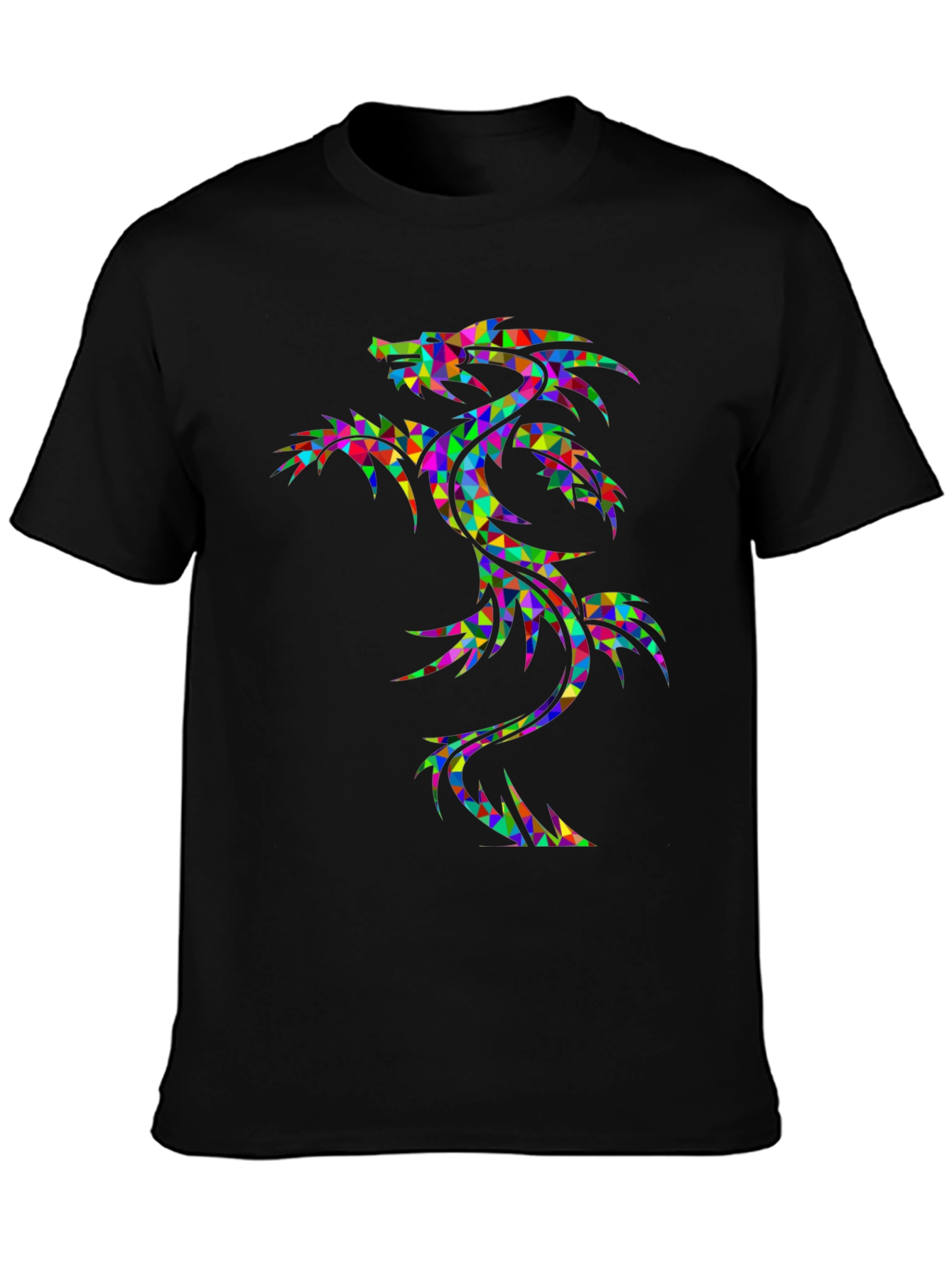 Geometric Dragon Graphic Tee - Bold Black Shirt