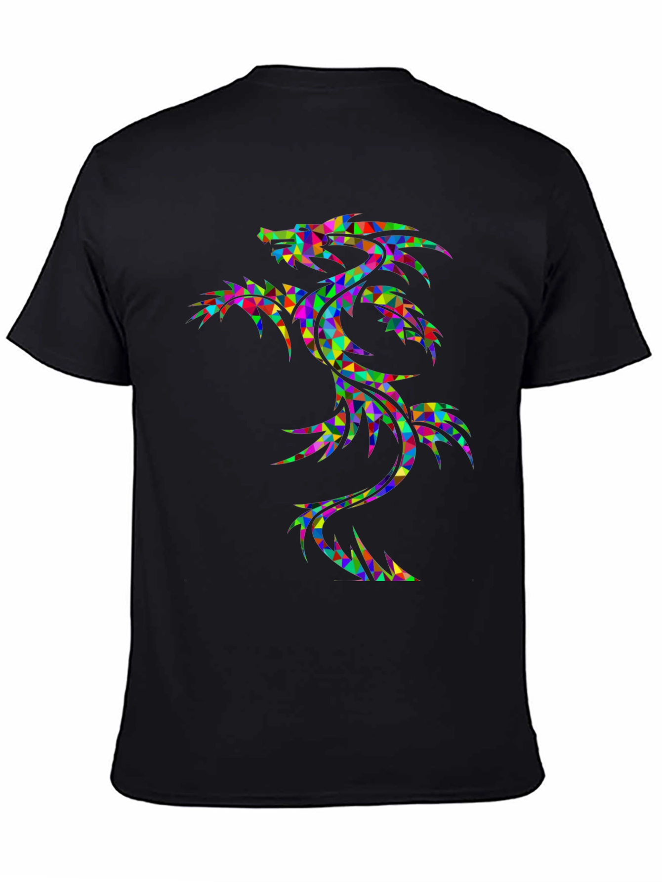 Geometric Dragon Graphic Tee - Bold Black Shirt