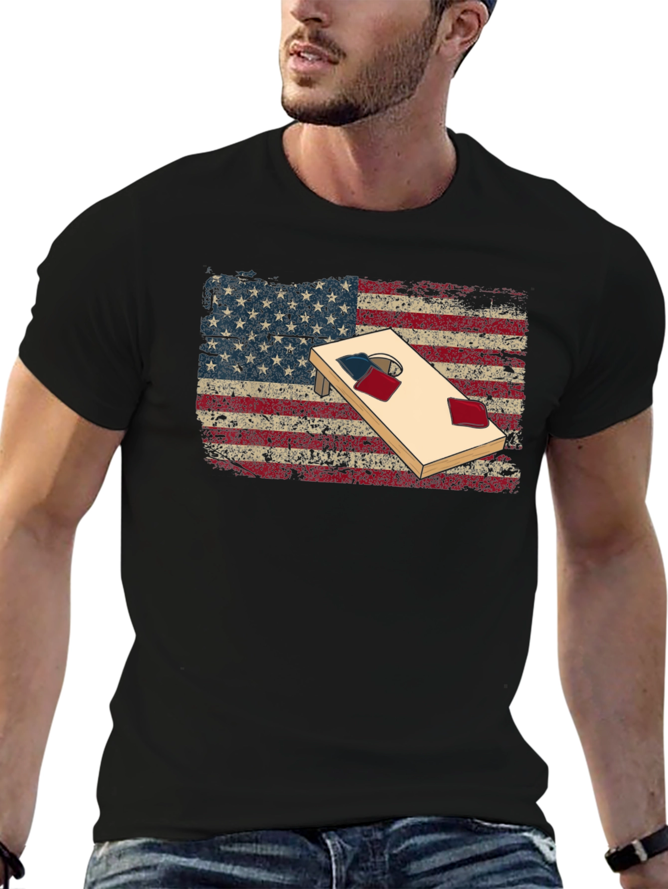 American Flag Cornhole T-Shirt