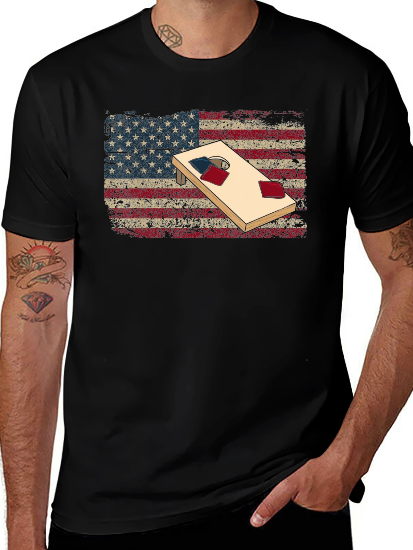 American Flag Cornhole T-Shirt