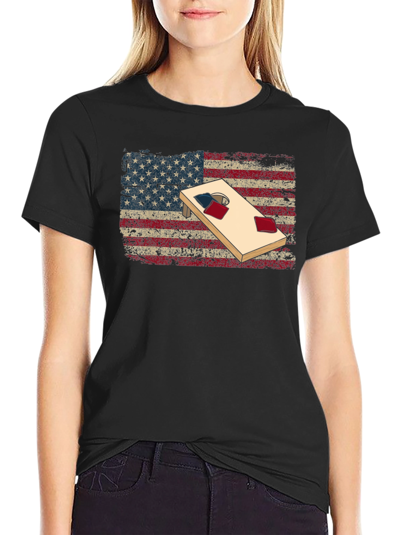 American Flag Cornhole T-Shirt
