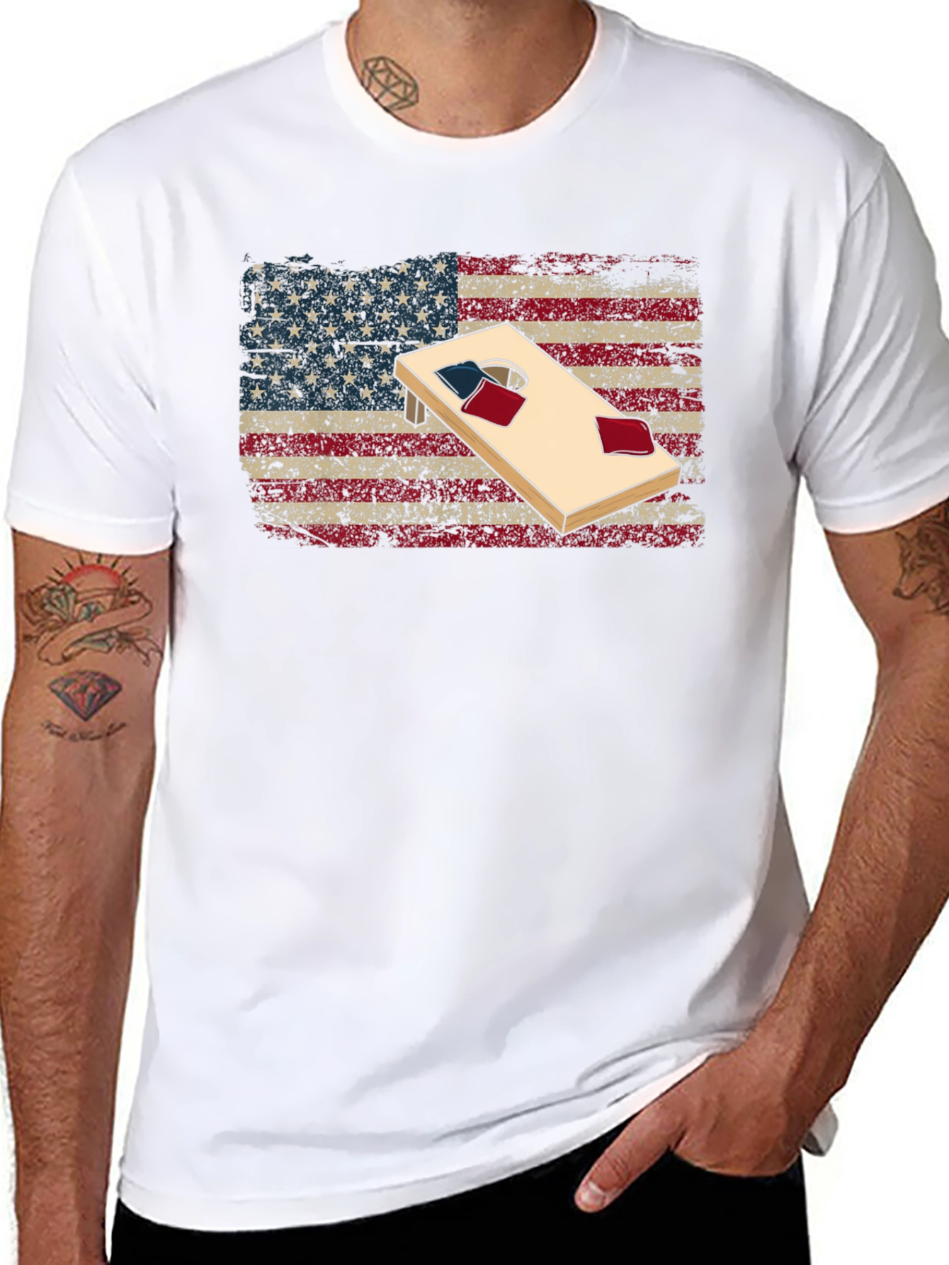 American Flag Cornhole T-Shirt