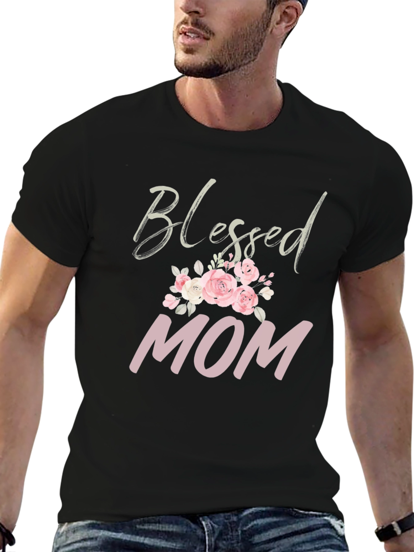 Blessed Mom Floral Graphic T-Shirt