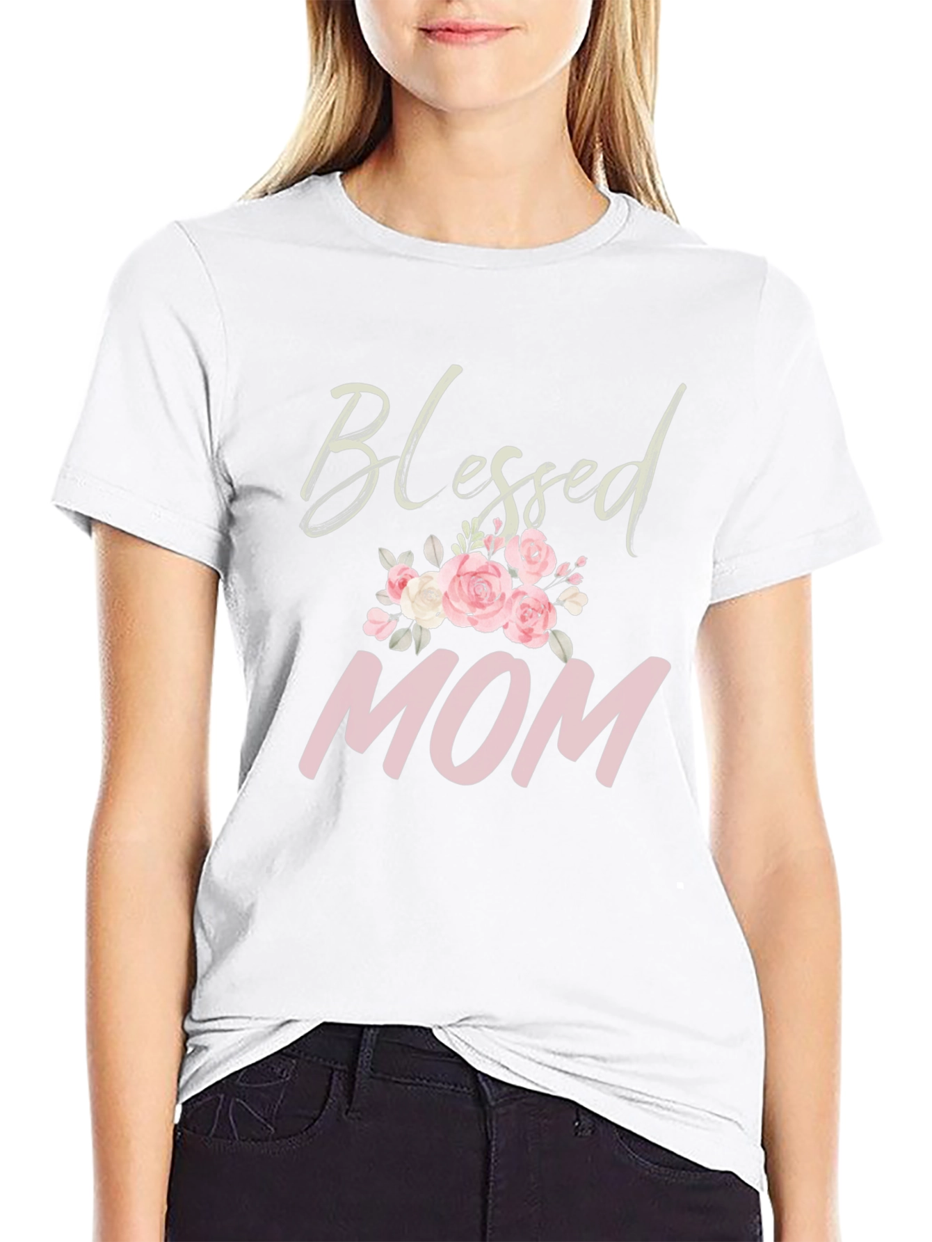 Blessed Mom Floral Graphic T-Shirt