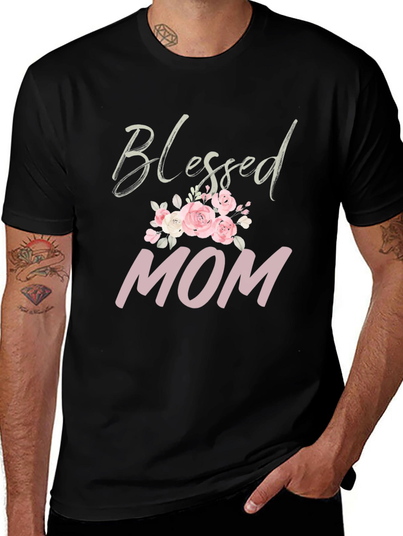 Blessed Mom Floral Graphic T-Shirt