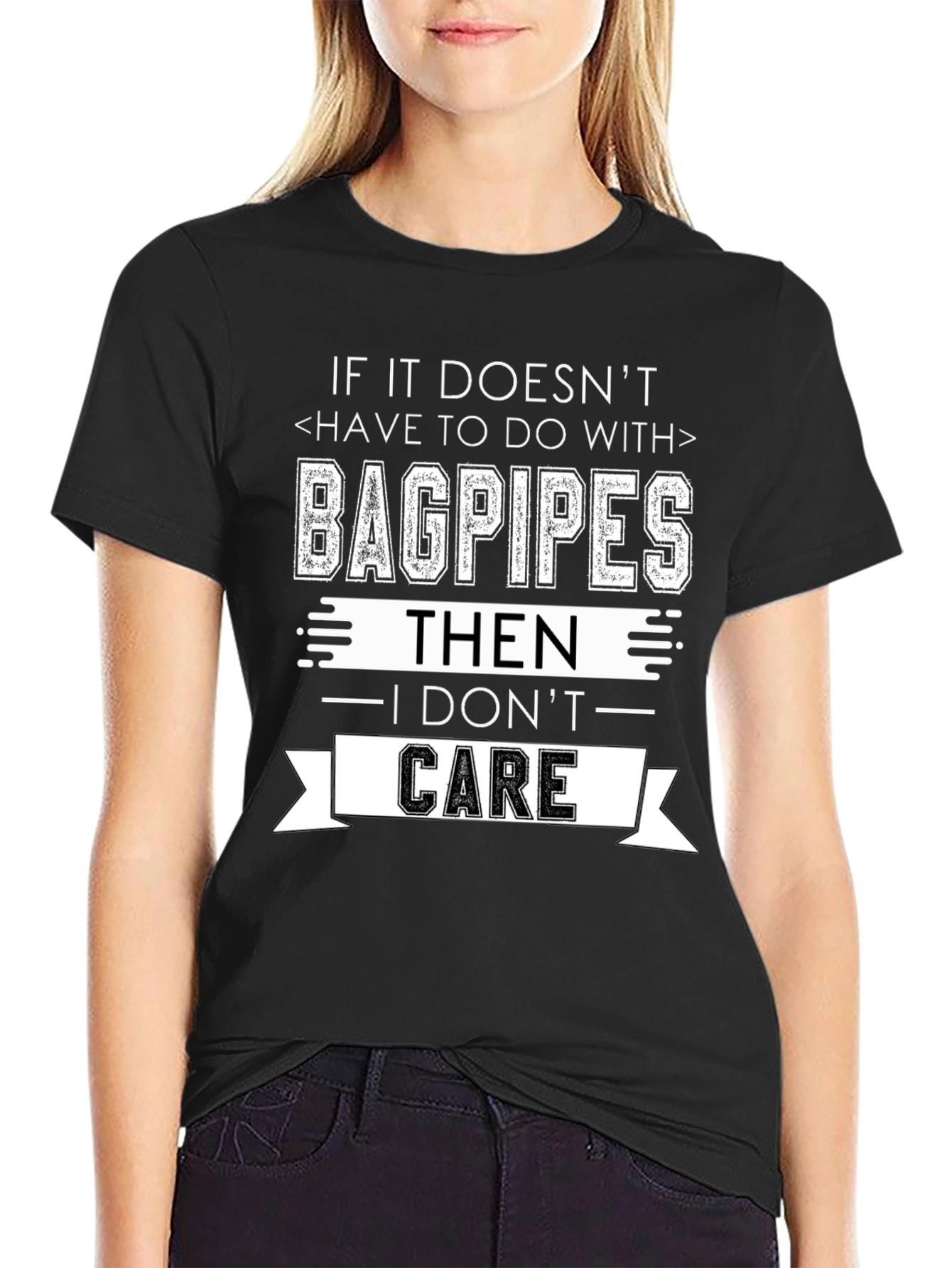 Bagpipes Graphic Tee - I Dont Care Funny T-Shirt