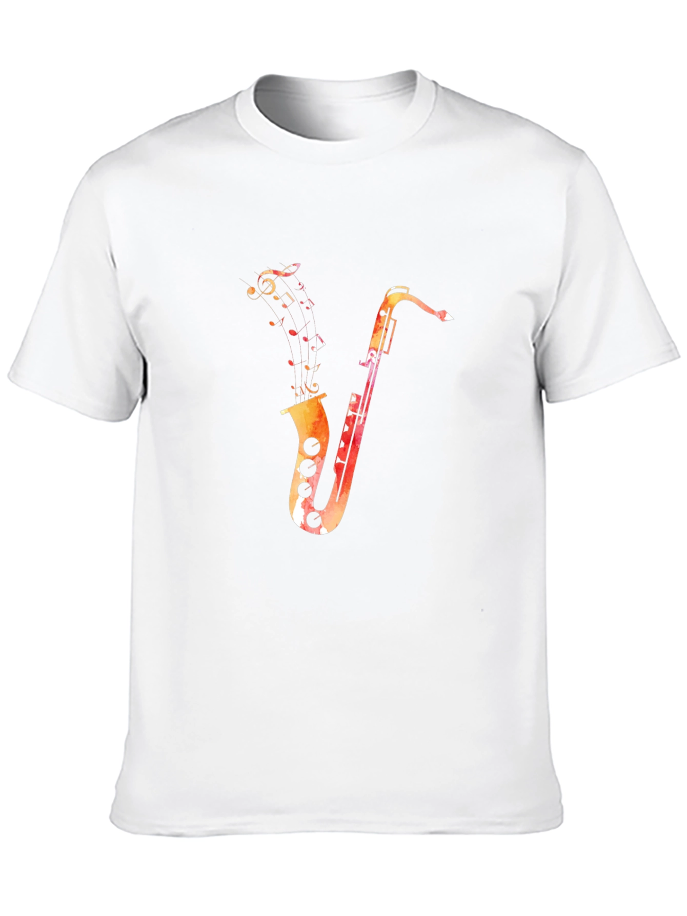 Saxophone Music Notes Graphic Black T-Shirt