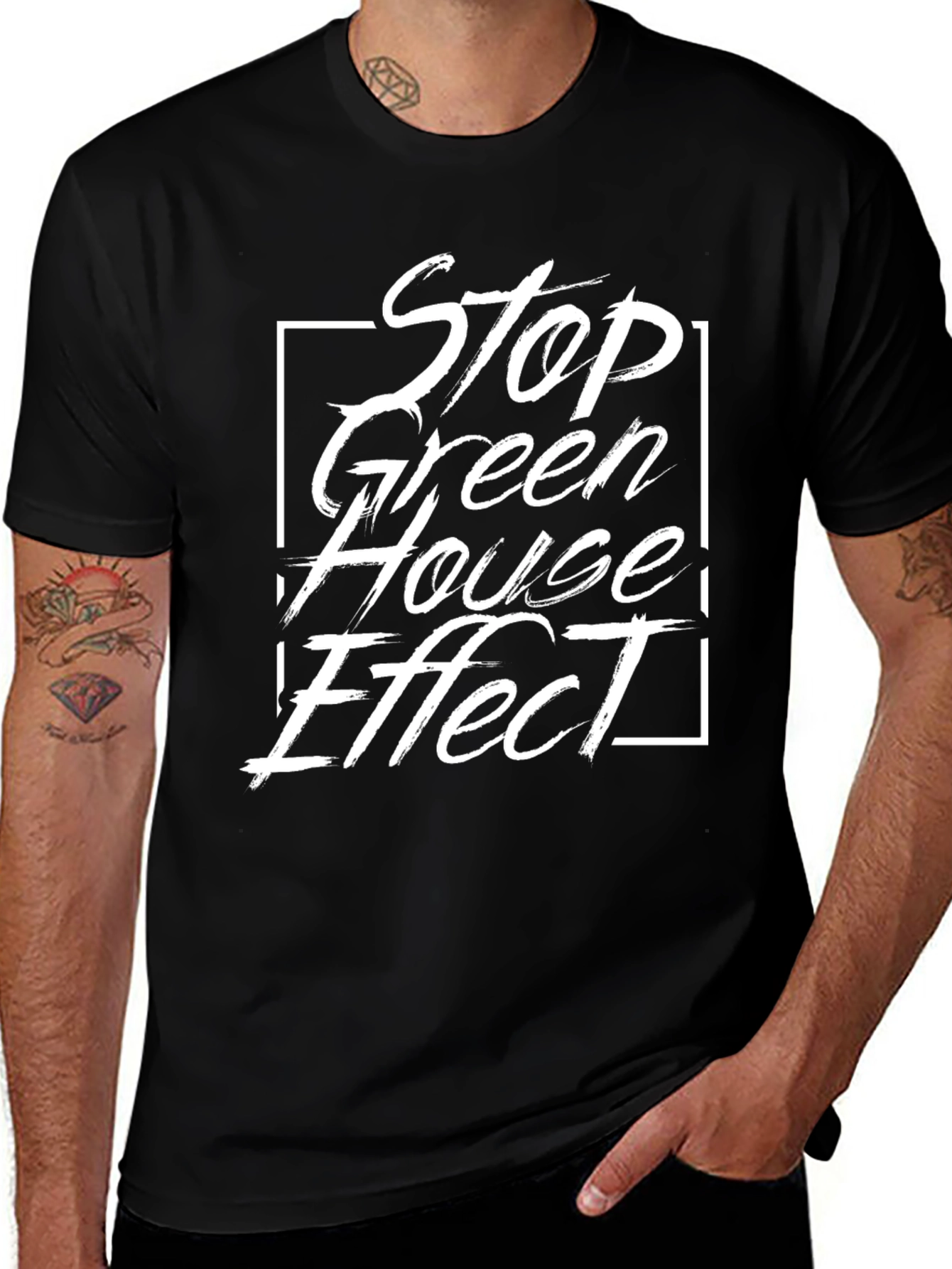 Stop Greenhouse Effect Graphic Tee - Eco-Friendly Statement