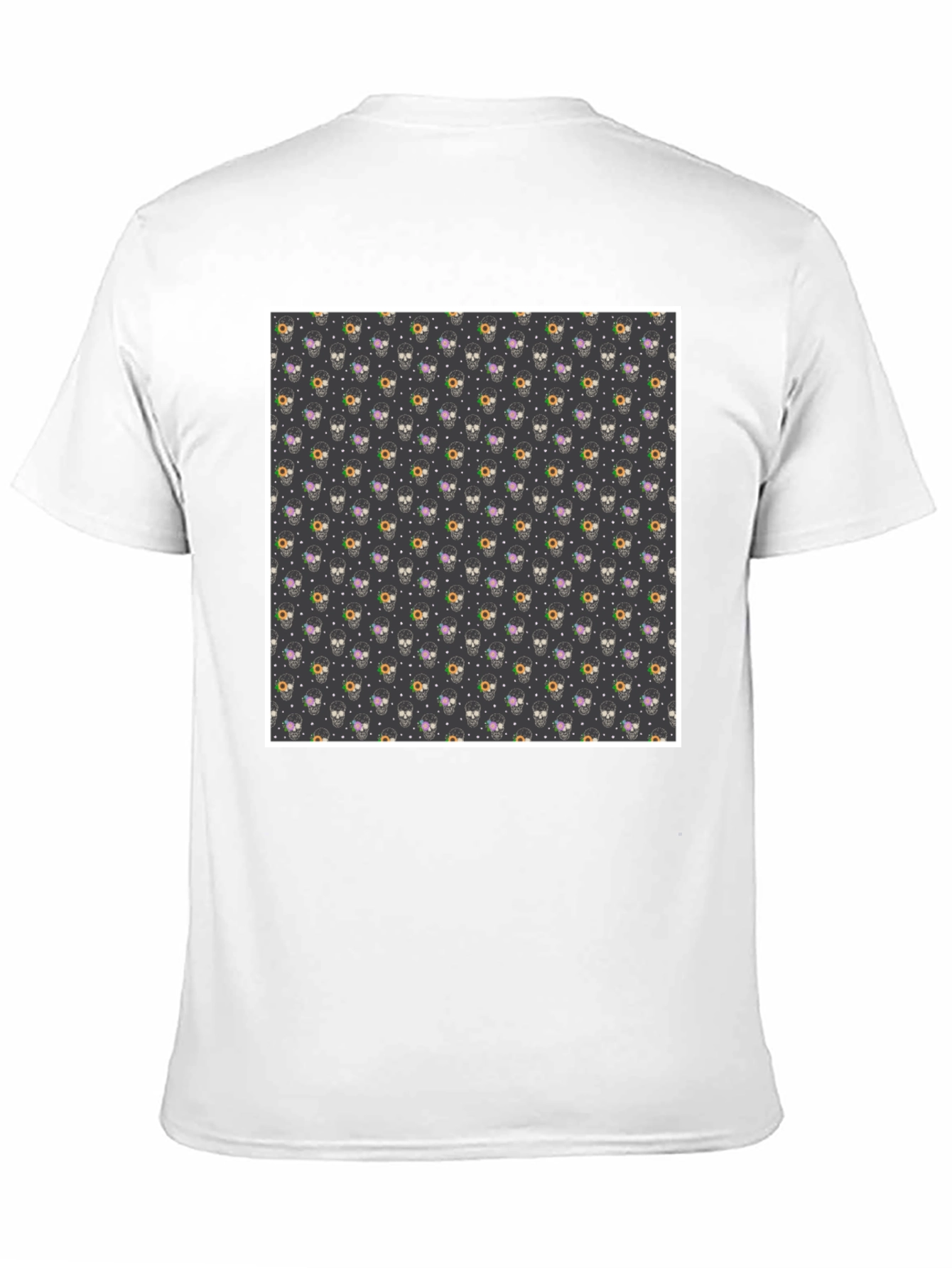 Skull & Floral Print Black T-Shirt