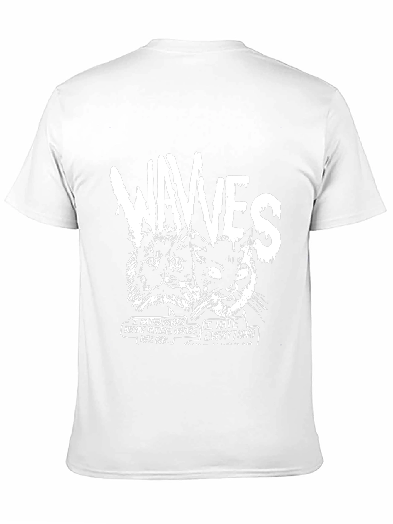 Wavves Cats Graphic Print Black T-Shirt