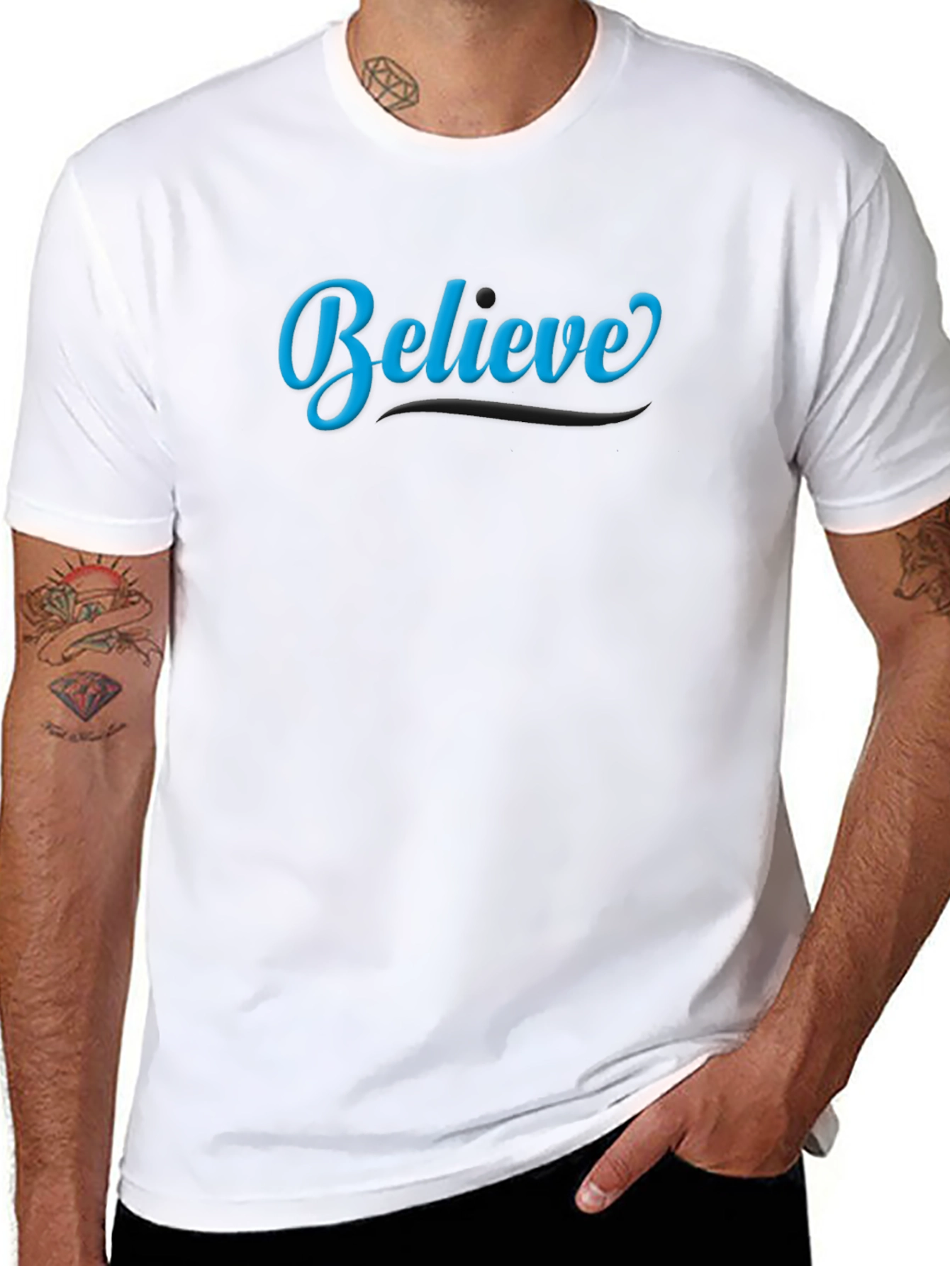 Believe Black Cotton Graphic Tee