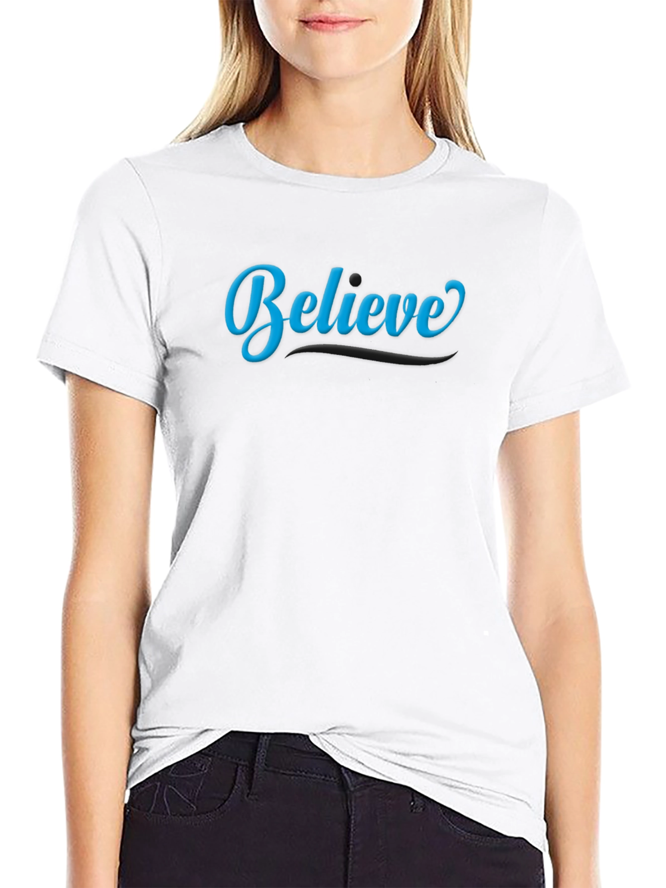 Believe Black Cotton Graphic Tee