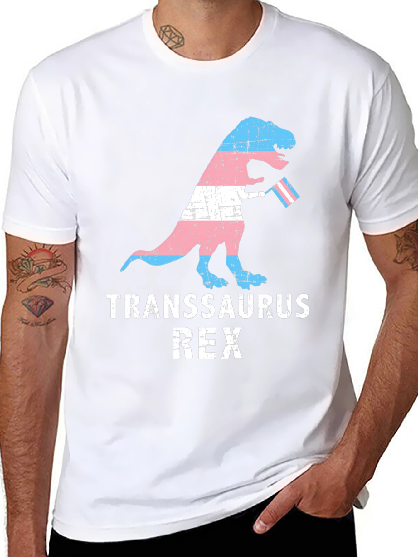 Transsaurus Rex T-Shirt - LGBTQ+ Pride Dinosaur Tee