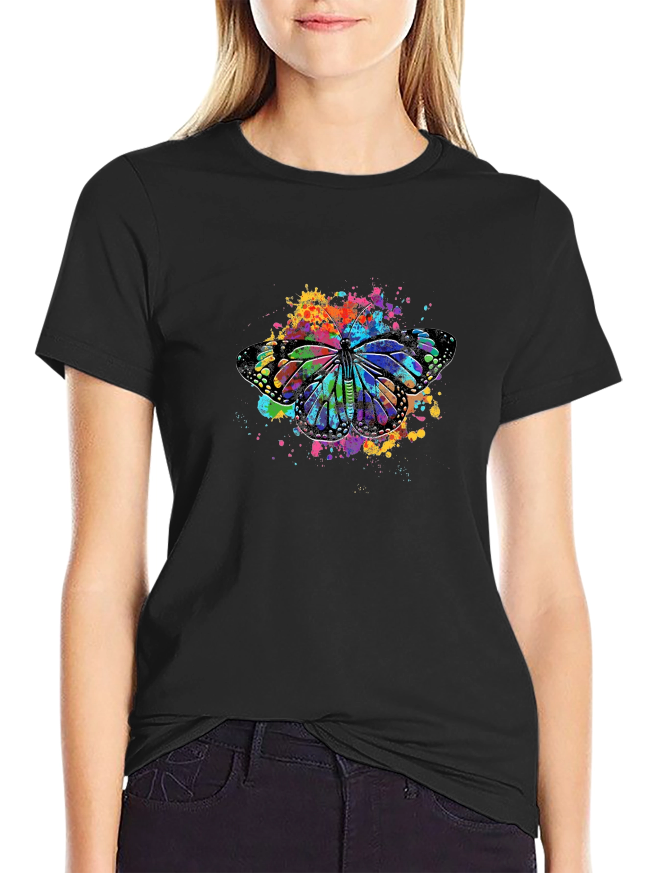 Butterfly Splash Black T-Shirt