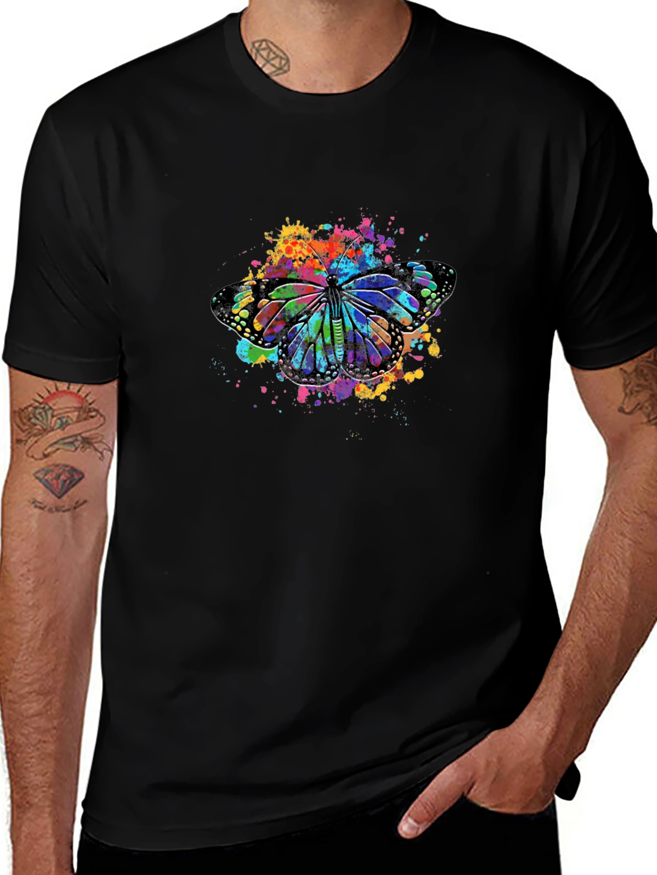 Butterfly Splash Black T-Shirt