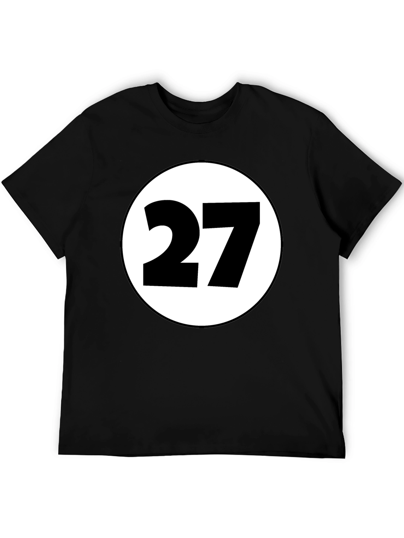 Black T-Shirt with White Circle and Number 27