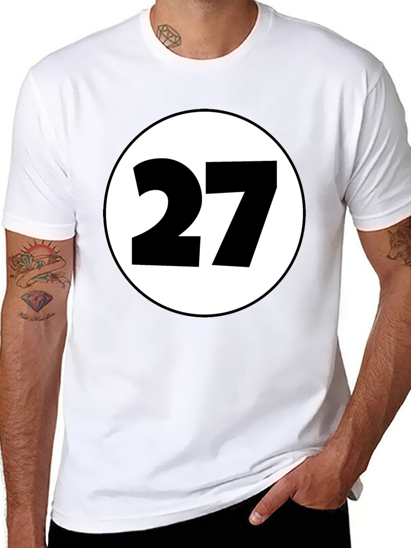 Black T-Shirt with White Circle and Number 27
